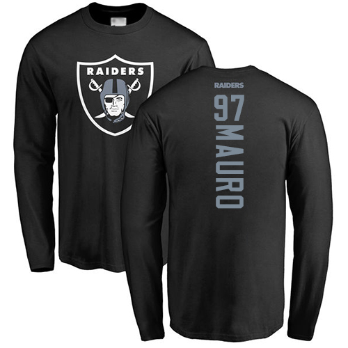 Men Oakland Raiders Black Josh Mauro Backer NFL Football #97 Long Sleeve T Shirt->nfl t-shirts->Sports Accessory